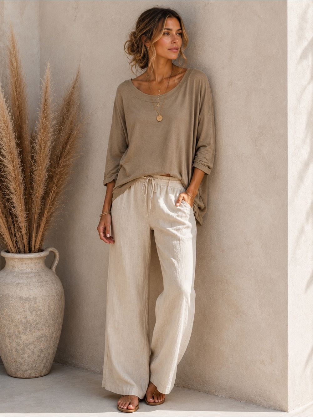 bryn Walker relaxed scoop-neck sweatshirt in taupe